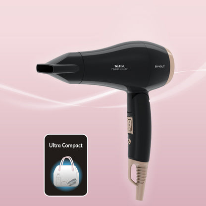 Tefal HV1720 Pocket Powerful Fast Ultra Compact Hair Dryer 2-Speed 1200W Black - 테팔 헤어드라이기 포켓파워 HV1720 - adamhnk