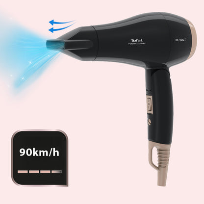 Tefal HV1720 Pocket Powerful Fast Ultra Compact Hair Dryer 2-Speed 1200W Black - 테팔 헤어드라이기 포켓파워 HV1720 - adamhnk