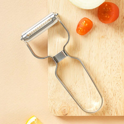 All-Stainless Steel 2in1 Double-Sided Potato Peeler (13.3cm) Slicer Silver - Adamhnk