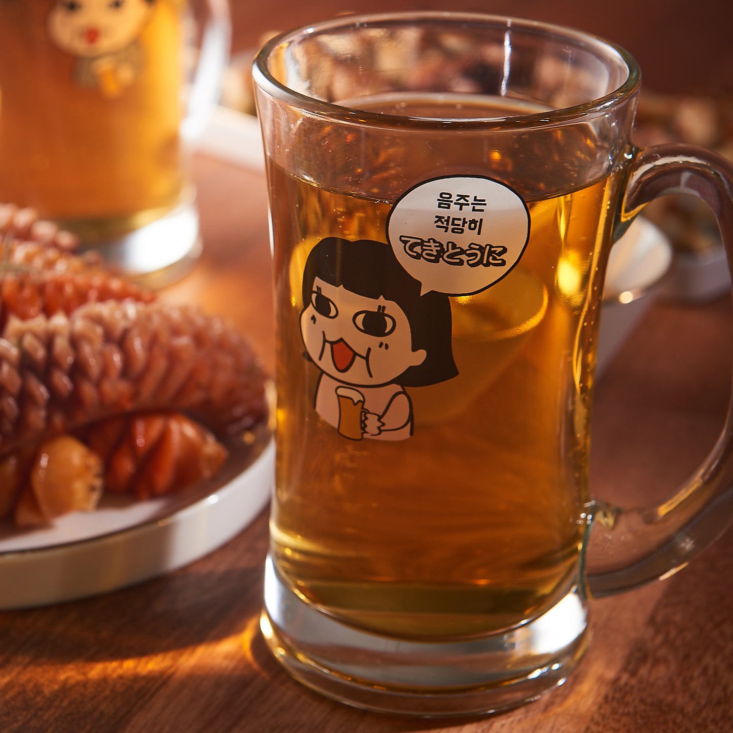 Character Siblings Beer Mug 2p 0.3qt (300ml) Glass Cup Clear - 라씨에뜨 돼지남매 맥주잔 2p - adamhnk