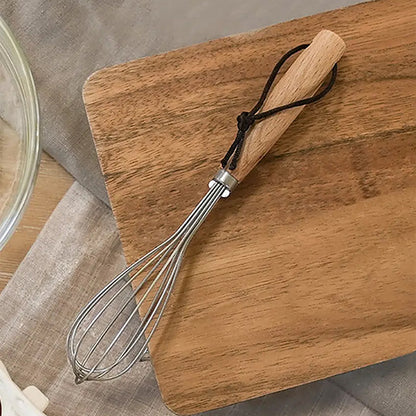 Classic Wood Handle Mini Whisk (21cm) Silver - Adamhnk
