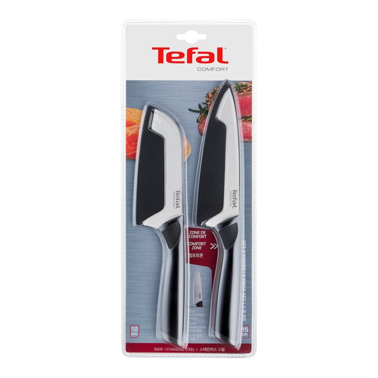 TEFAL Comfort Stainless Steel Knife 2p (Santoku 12cm + Chef 15cm) Silver