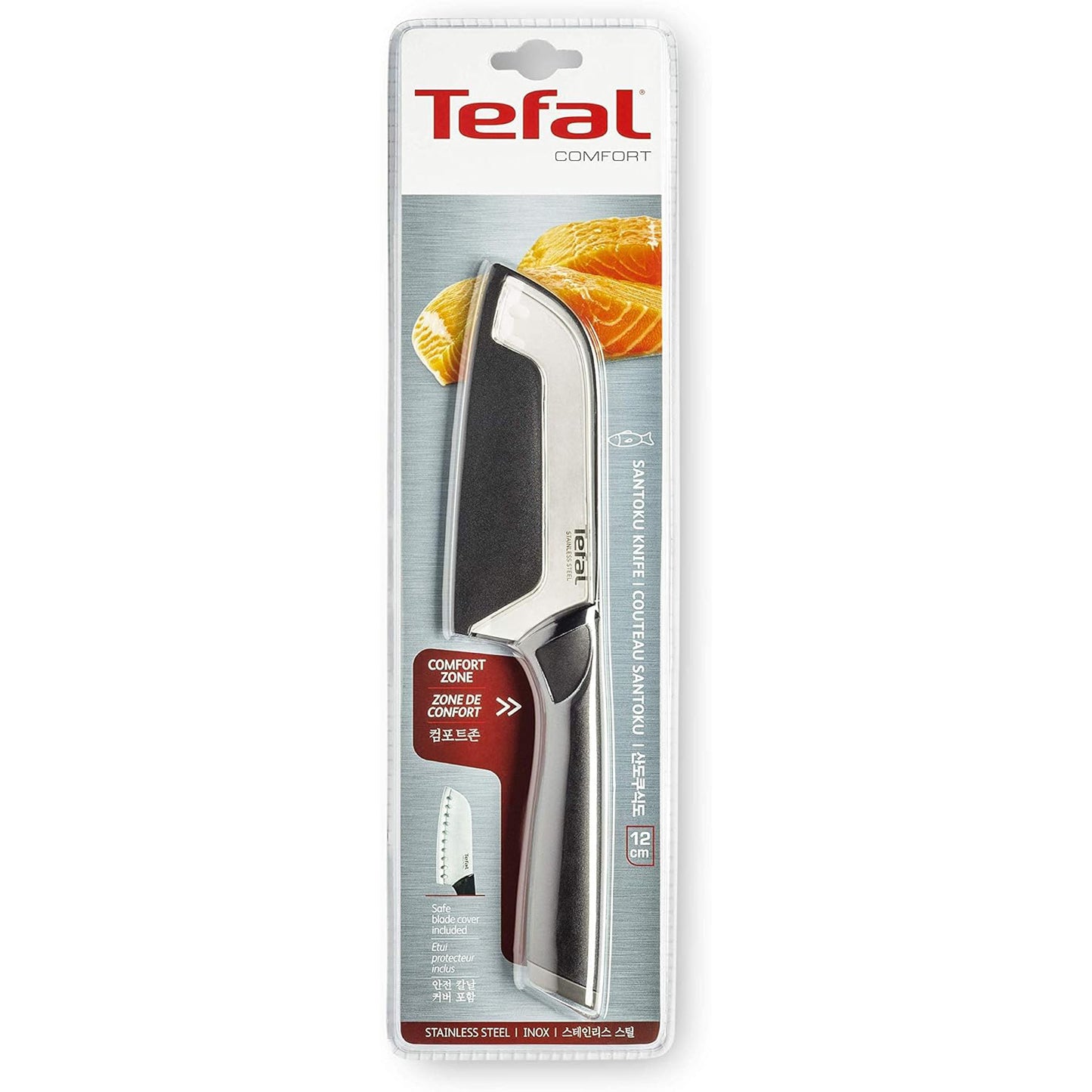 Tefal Comfort Santoku Knife (12cm) with Cover Silver