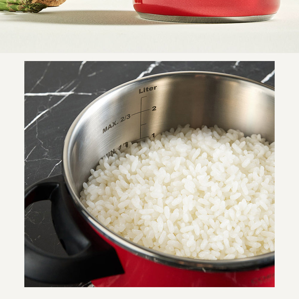 Corelle Coordinates Stainless Steel Pressure Cooker (3.0L) 6 Security + Glass Lid Red - Adamhnk