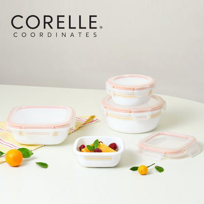 Corelle Jacquard Band Sealed Mix Food Storage Container 4p Yellow - Adamhnk