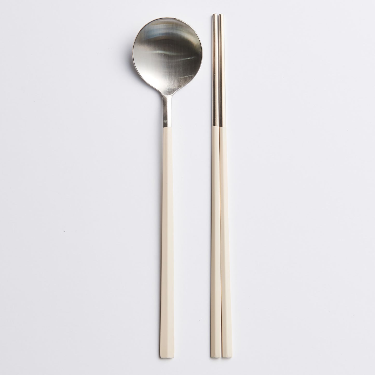 EBRO PREMIUM Stainless Steel (Spoon & Chopsticks) Set 2p Easy Grip Tableware Beige