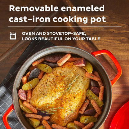 Instant Precision (5.7L) 5-In-1 Dutch Oven with Lid, Oven Safe No PFOA BPA Free 1500W Red