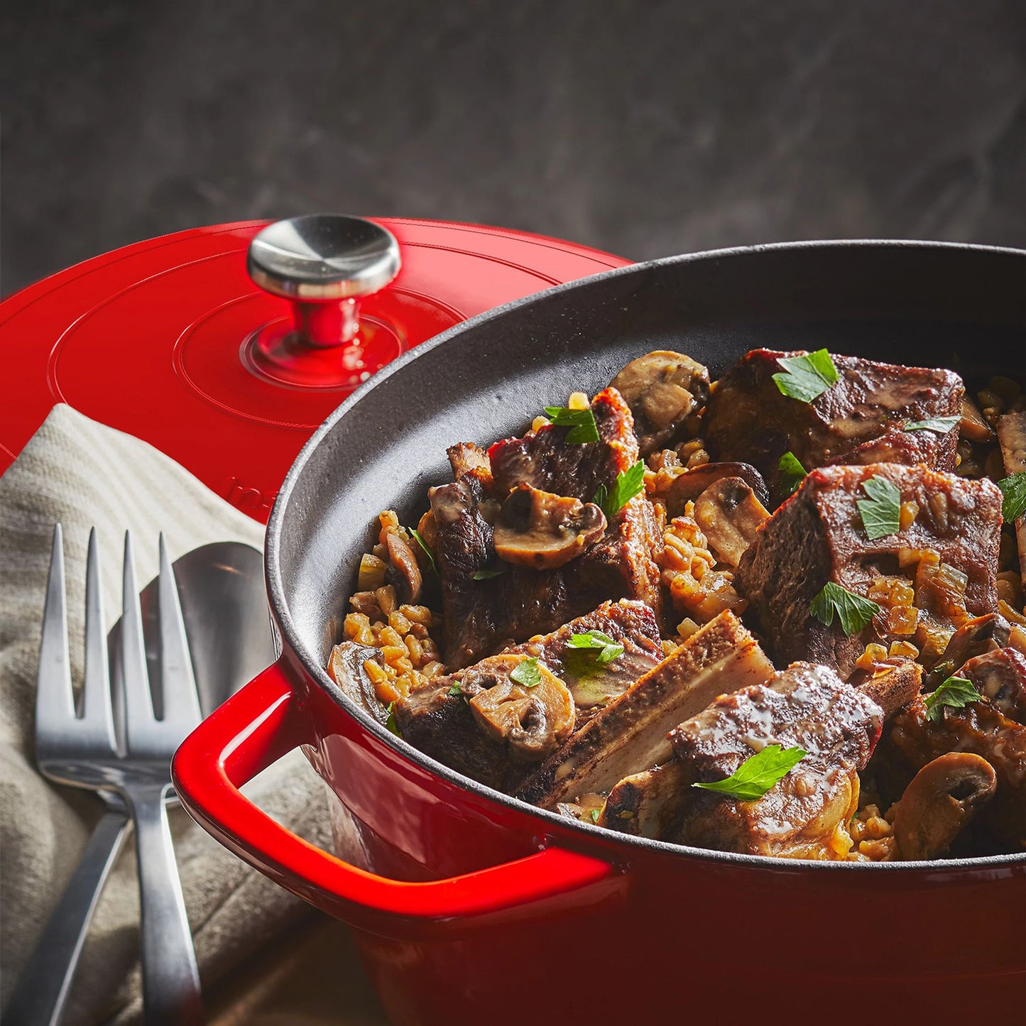 Instant Precision (5.7L) 5-In-1 Dutch Oven with Lid, Oven Safe No PFOA BPA Free 1500W Red