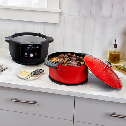 Instant Precision (5.7L) 5-In-1 Dutch Oven with Lid, Oven Safe No PFOA BPA Free 1500W Red