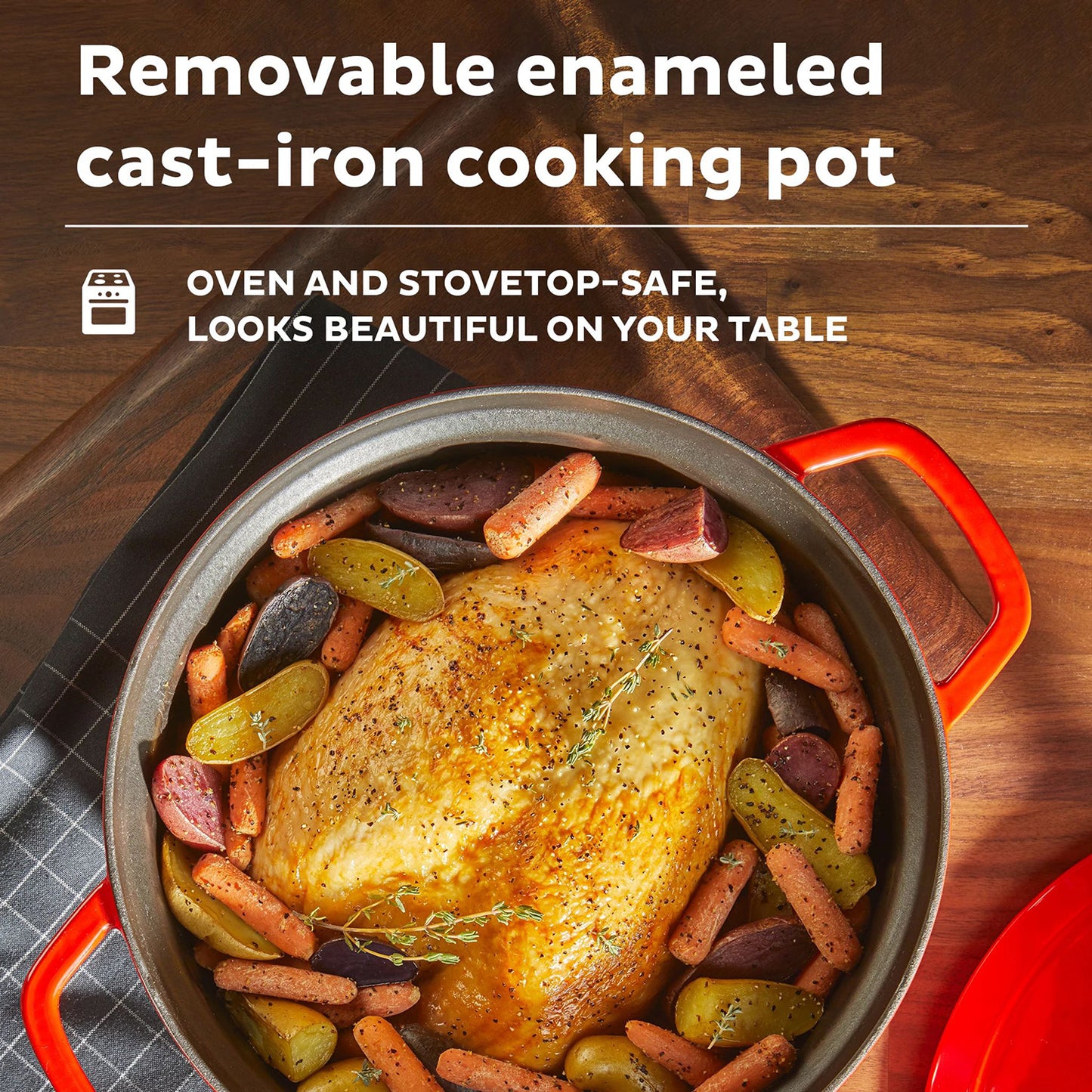 Instant Precision (5.7L) 5-In-1 Dutch Oven with Lid, Oven Safe No PFOA BPA Free 1500W White