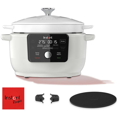 Instant Precision (5.7L) 5-In-1 Dutch Oven with Lid, Oven Safe No PFOA BPA Free 1500W White