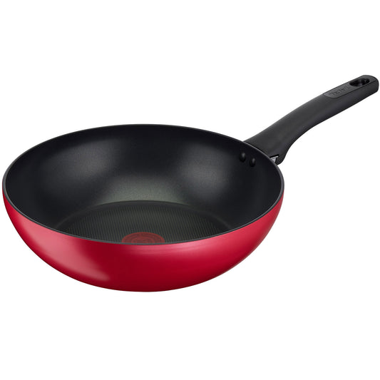 Tefal Excellence Induction Titanium Nonstick Wok Pan (28cm) Dishwasher Oven Safe No PFOA Red