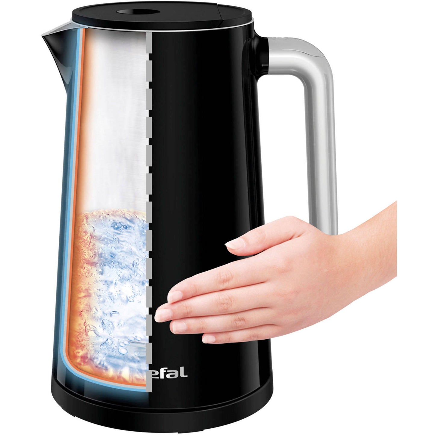 Tefal KO8508 Digital Display Safe to Touch Electric Cordless Kettle (1.7L) 7 Cups 1800W Black