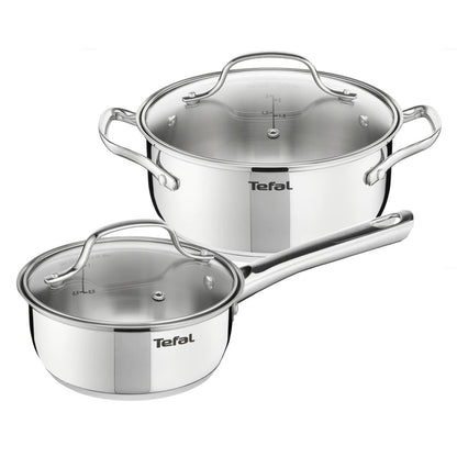 Tefal Limited Stainless Steel Induction Saucepan & Pot 2p (16cm + 18cm) Dishwasher Safe Silver