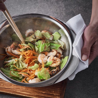 Meyer Stainless Steel 3-Layer Induction Mixing Bowl Pan (24cm) + Glass Lid No PFOA Silver - Adamhnk