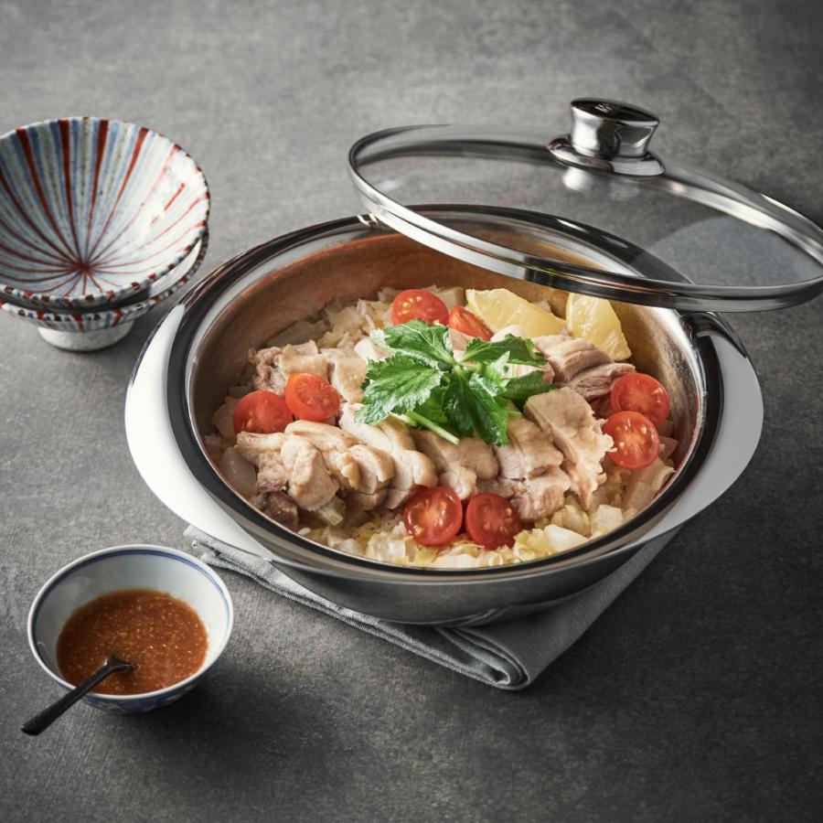 Meyer Stainless Steel 3-Layer Induction Mixing Bowl Pan (24cm) + Glass Lid No PFOA Silver - Adamhnk