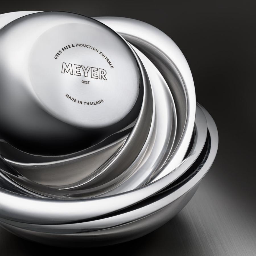 Meyer Stainless Steel 3-Layer Induction Mixing Bowl Pan (24cm) + Glass Lid No PFOA Silver - Adamhnk