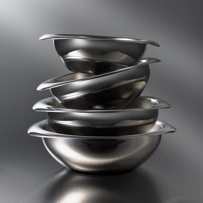 Meyer Stainless Steel 3-Layer Induction Mixing Bowl Pan (24cm) + Glass Lid No PFOA Silver - Adamhnk