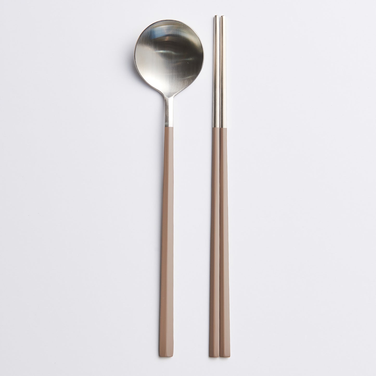 EBRO PREMIUM Stainless Steel (Spoon & Chopsticks) Set 2p Easy Grip Tableware Brown