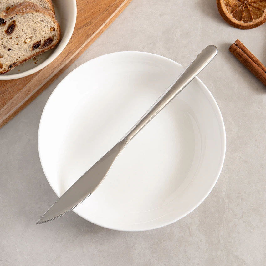 Simple All-Stainless Steel Steak Knife (21cm) Easy Grip Silver