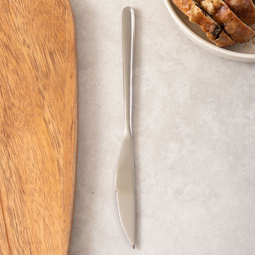 Simple All-Stainless Steel Steak Knife (21cm) Easy Grip Silver