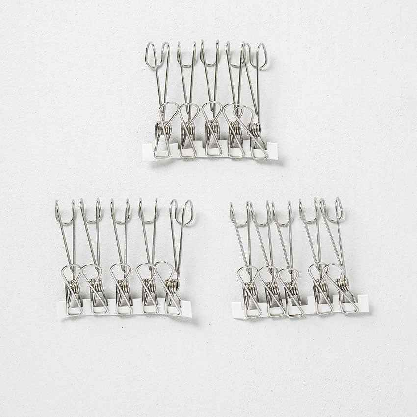 Space-Saving Multi-Purpose Hanging Stainless Steel Clip 15P Silver