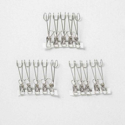 Space-Saving Multi-Purpose Hanging Stainless Steel Clip 15P Silver