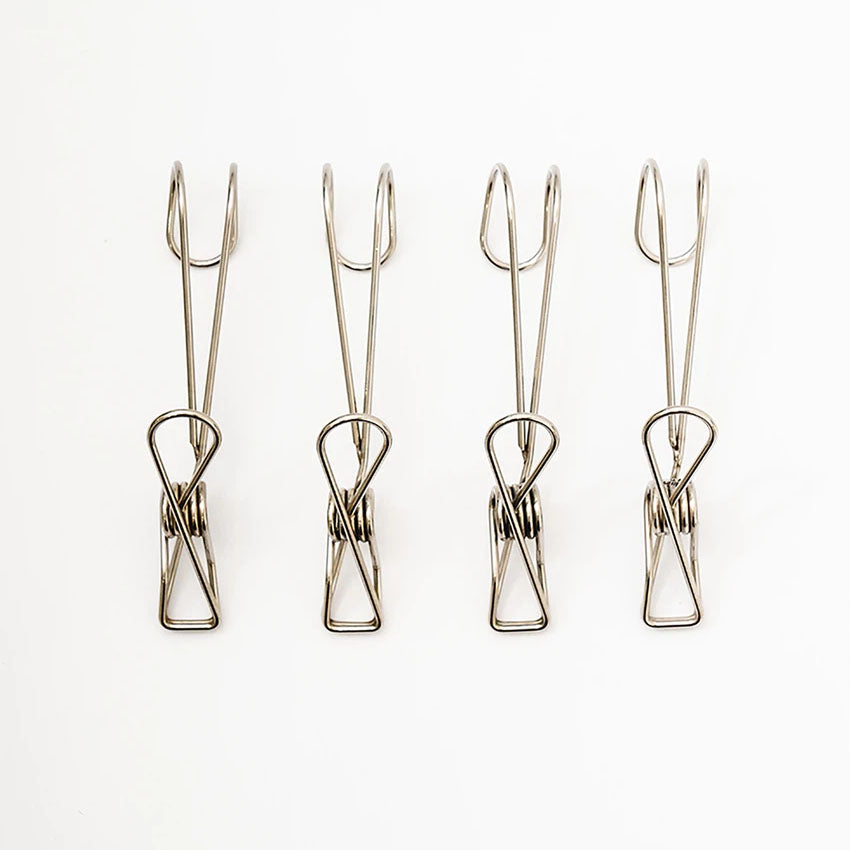 Space-Saving Multi-Purpose Hanging Stainless Steel Clip 4P Silver
