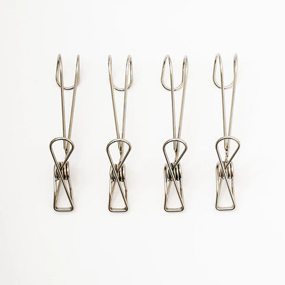 Space-Saving Multi-Purpose Hanging Stainless Steel Clip 4P Silver