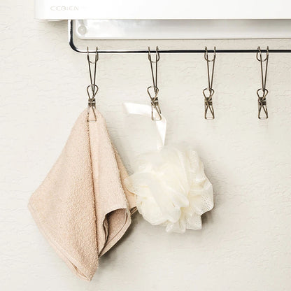 Space-Saving Multi-Purpose Hanging Stainless Steel Clip 15P Silver