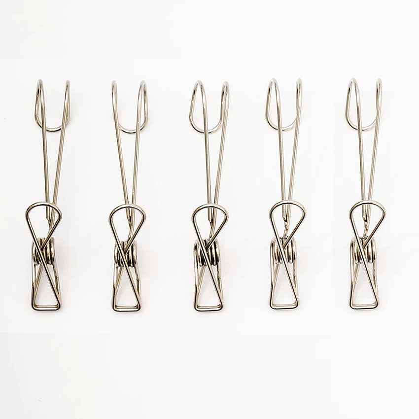 Space-Saving Multi-Purpose Hanging Stainless Steel Clip 5P Silver