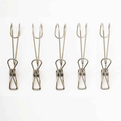 Space-Saving Multi-Purpose Hanging Stainless Steel Clip 5P Silver