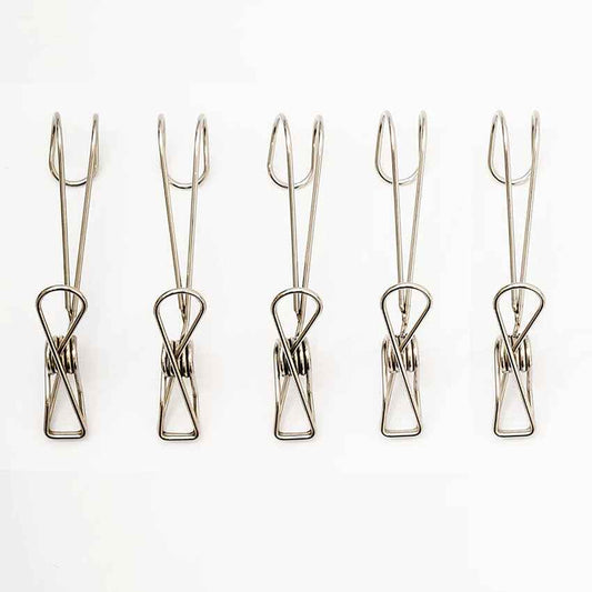 Space-Saving Multi-Purpose Hanging Stainless Steel Clip 5P Silver