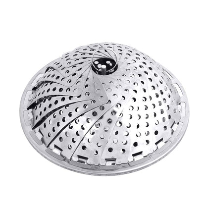 Stainless Steel Vegetable Folding Steamer Basket with Hook for Easy Picking (23cm) Silver - Adamhnk