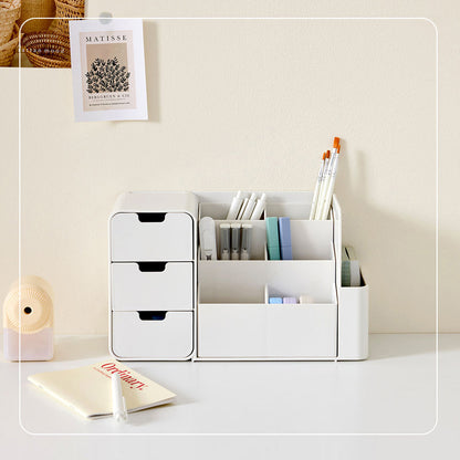 WIZHOME Nanumi Detachable Pencil Holder & 3 Drawer White