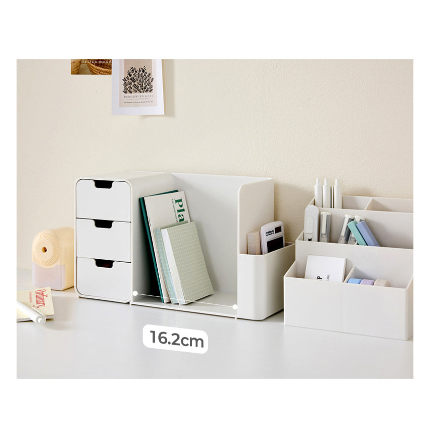 WIZHOME Nanumi Detachable Pencil Holder & 3 Drawer White