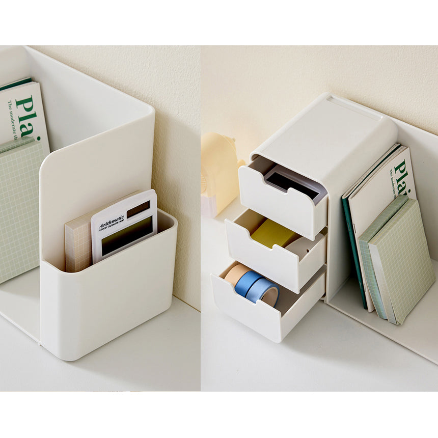WIZHOME Nanumi Detachable Pencil Holder & 3 Drawer White