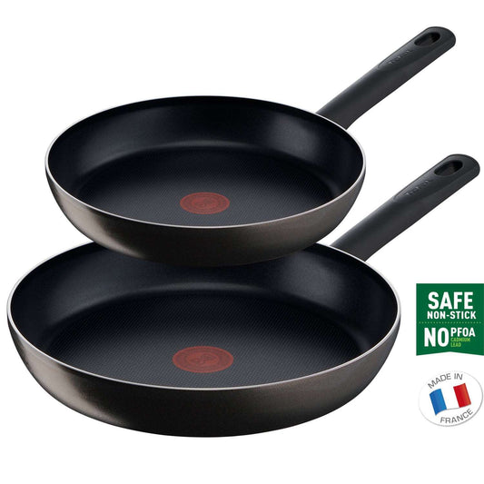 Tefal Bistro Titanium Nonstick Frying Pan 2p (24cm+30cm) Dishwasher Oven Safe No PFOA Brown