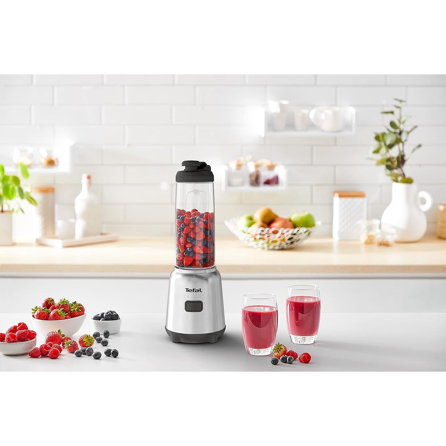 TEFAL BL15FD Mix and Move Mini Blender (600ml) 2p Bottle 4 Blade 300W Silver