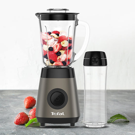 Tefal BL1K6E Refresh Compact Mini Blender Glass (800ml) Jar 4 Blades 350W Charcoal