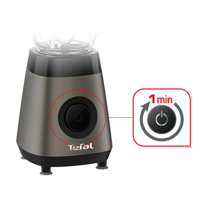 Tefal BL1K6E Refresh Compact Mini Blender Glass (800ml) Jar 4 Blades 350W Charcoal