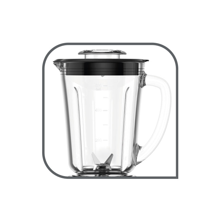 Tefal BL1K6E Refresh Compact Mini Blender Glass (800ml) Jar 4 Blades 350W Charcoal