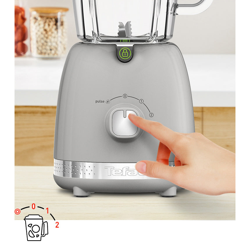 Tefal BL355E Pepper Blender (1.75L) Jar Secure Lock System 6 Sharp Blades 500W Grey