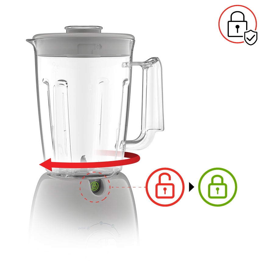 Tefal BL355E Pepper Blender (1.75L) Jar Secure Lock System 6 Sharp Blades 500W Grey