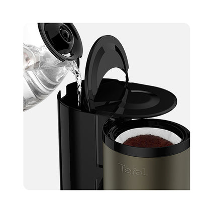 Tefal CM312 Color Touch Filter Coffee Maker Machine Compact (0.6L) 6-Cup 600W Charcoal