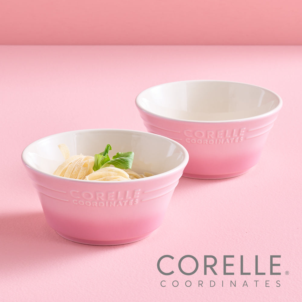 Corelle Breeze Stone Noodle Bowl 2p Dinnerware Dishwasher Oven Safe Pink