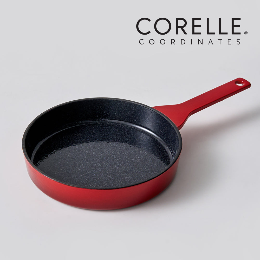 CORELLE Ashley Cast Iron Nonstick Frying Pan (22cm) Red
