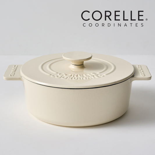 CORELLE Ashley Cast Iron Nonstick Saute Pan (22cm) Ivory