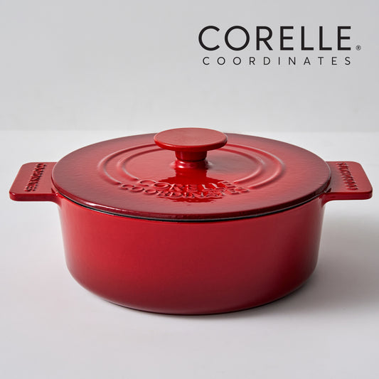 CORELLE Ashley Cast Iron Nonstick Saute Pan (22cm) Red