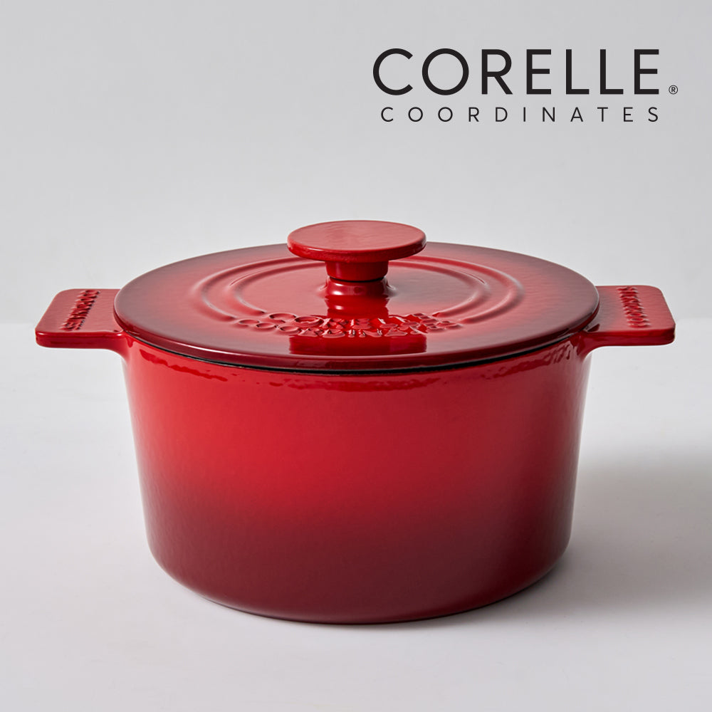CORELLE Ashley Cast Iron Nonstick Stew Pot (18cm) Red